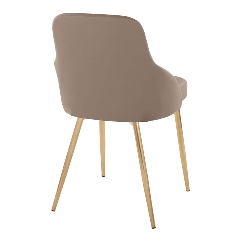 York Upholstered Contemporary Chair in Gold Metal - Set of 2