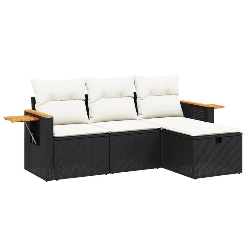 vidaXL Patio Sofa Set with Cushions Outdoor Furniture 4 Piece Poly Rattan