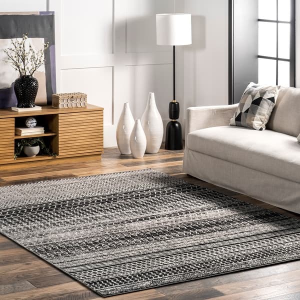 slide 2 of 26, Nuloom Eliana Contemporary Striped Area Rug 2' x 3' - Dark Grey