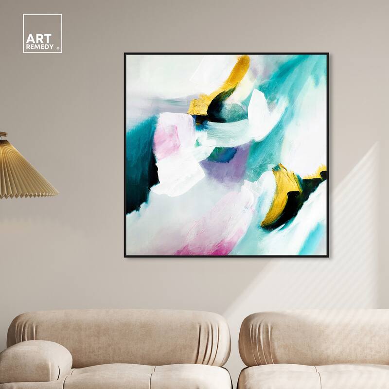 Art Remedy Still Violas Ii Framed Blue Abstract 1 Piece Canvas Wall Art