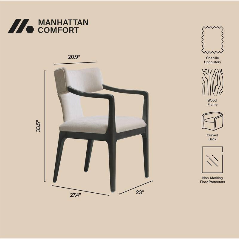 Eloria Chenille Wood Dining Room Armchair