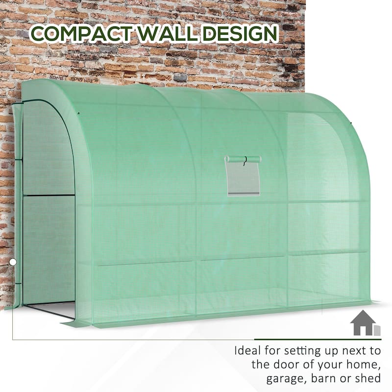 Outsunny 10' x 5' x 7' Outdoor Walk-In Greenhouse, Plant Nursery with Zippered Doors, PE Cover and 3-Tier Shelves