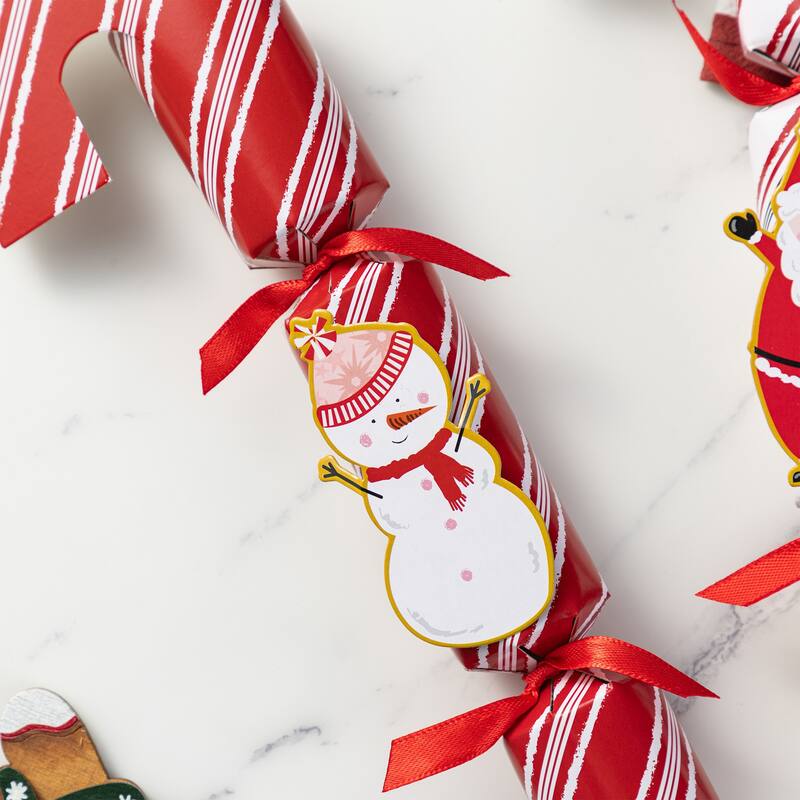 Glitzhome 12 Pack Christmas Candy Cane Party Cracker with Gift Contents