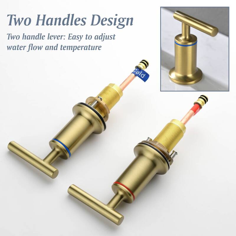 Widespread Bathrom Faucet 3 Hoes Modern 8 Inch Bathroom Sink Faucet Double Handle Vanity Basin Faucets Mixer Taps With Valve