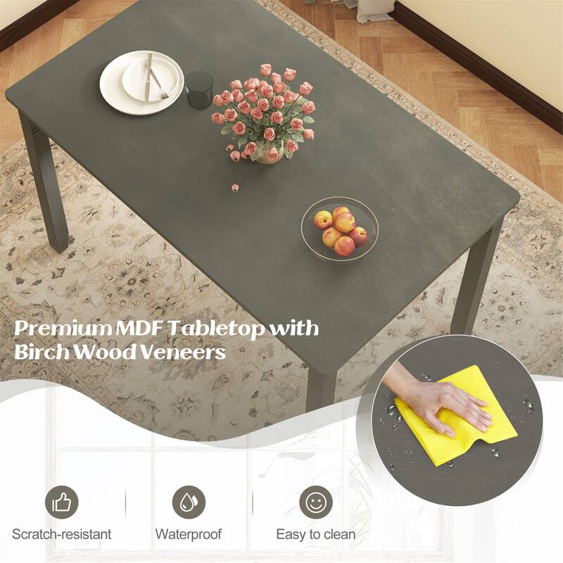 Gymax 48'' Wooden Dining Table for 4 People w/ Rubber Wood Legs