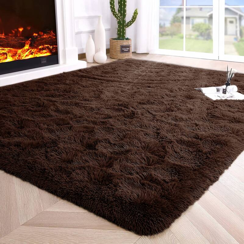 Soft Indoor Area Rug Modern Fluffy Home Carpet - 4' x 5.3'