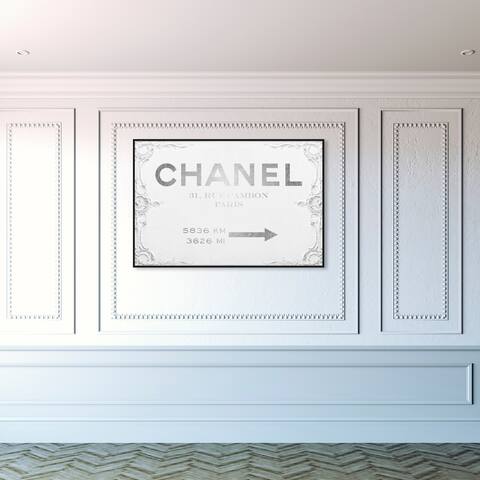 Oliver Gal 'Couture Sign' Fashion and Glam Wall Art Framed Canvas Print Road Signs - White, Gray