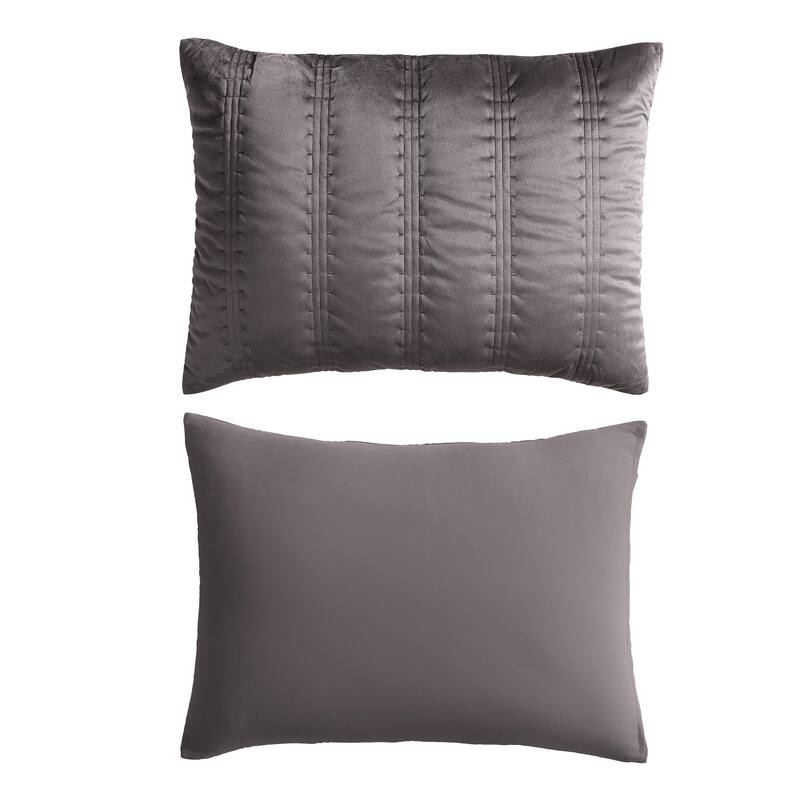Vera Wang Velvet Linear Stitch Solid Quilt Set