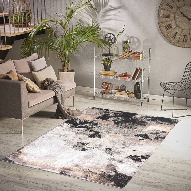 Lafi Collection Anthracite/Drark Grey Transitional Abstract Area Rugs