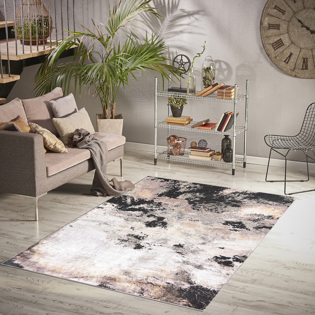 Lafi Collection Anthracite/Drark Grey Transitional Abstract Area Rugs