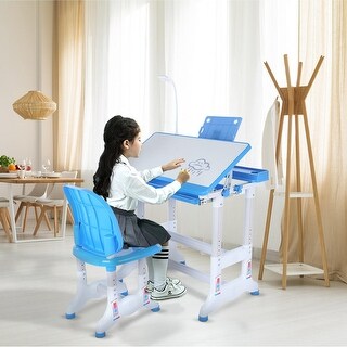 Height Adjustable Study Desk And Chair Set Pull Out Drawer With Tilted ...