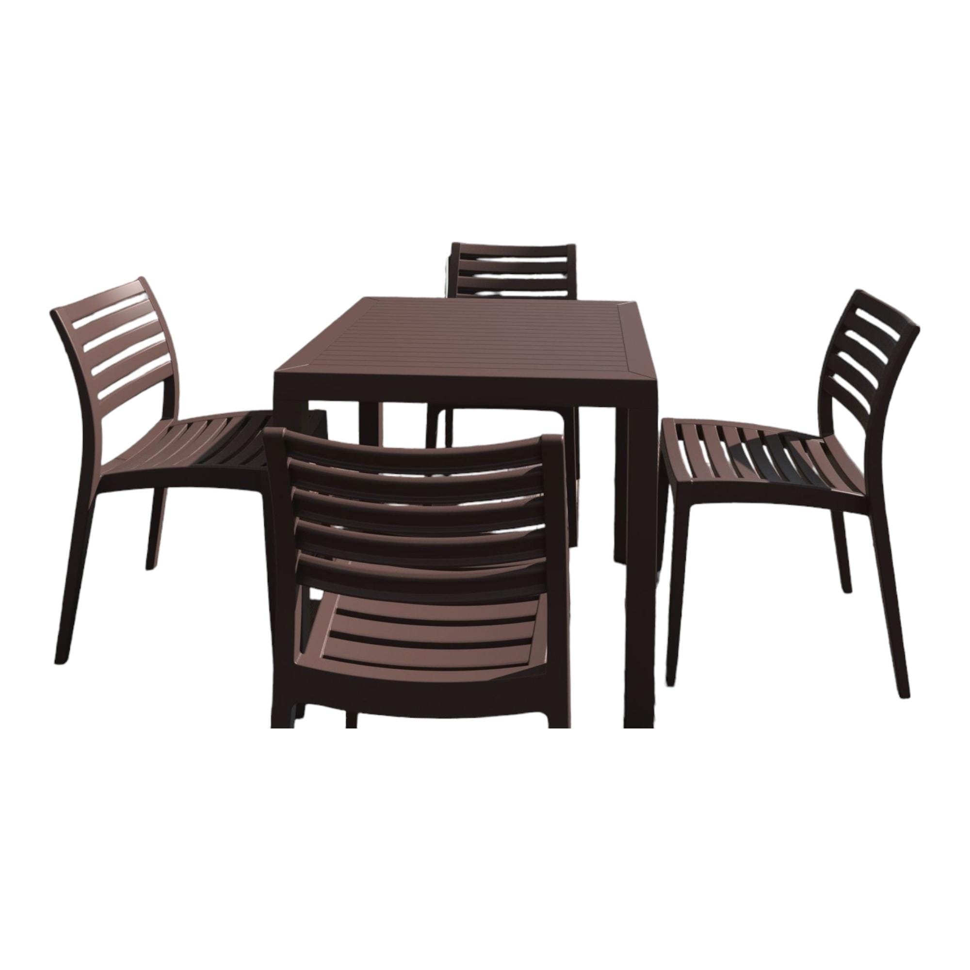 5-Piece Brown Stackable Square Outdoor Patio Dining Set 33"