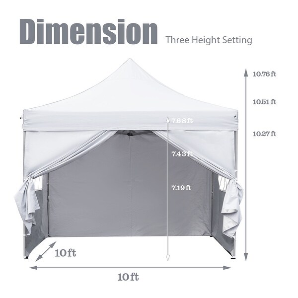 Zenova 10'x10' Pop up Canopy Tents with 4 Sidewalls Portable