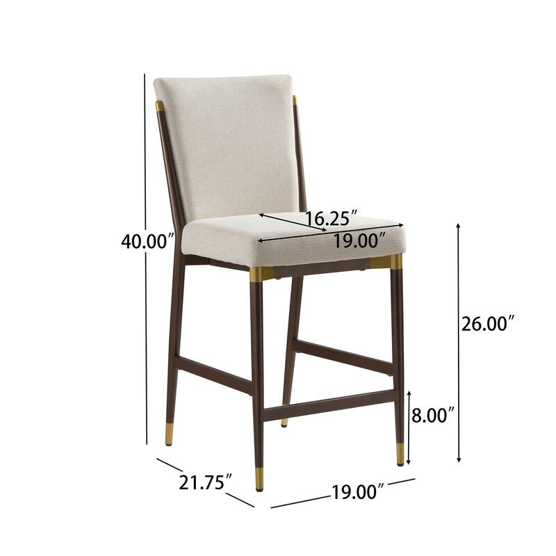 Christopher Knight Home - LuxeCraft Modern Upholstered Metal Base Counter Stool with Solid Back Design (Set of 2)