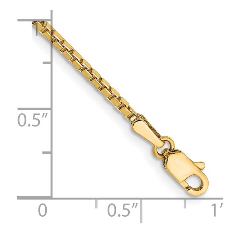 Curata 14k Yellow Gold Polished 1.5mm Box Chain Bracelet 7 Inch Lobster Claw