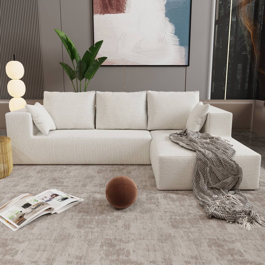 Combination Sofa & Bed (Beige): High - density Sponge, Soft Linen, Multiple Combinations, 107x39x26 inches, 166 lbs