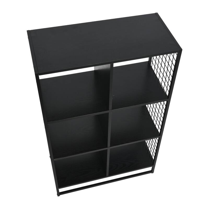 Household Essentials Cube Wall Shelves, 6 Cube Storage Wall Unit with Metal Mesh