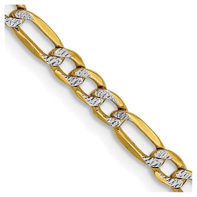 Curata 14k Solid 3mm Diamond-cut Pave Curb Chain Necklace Options 16 18