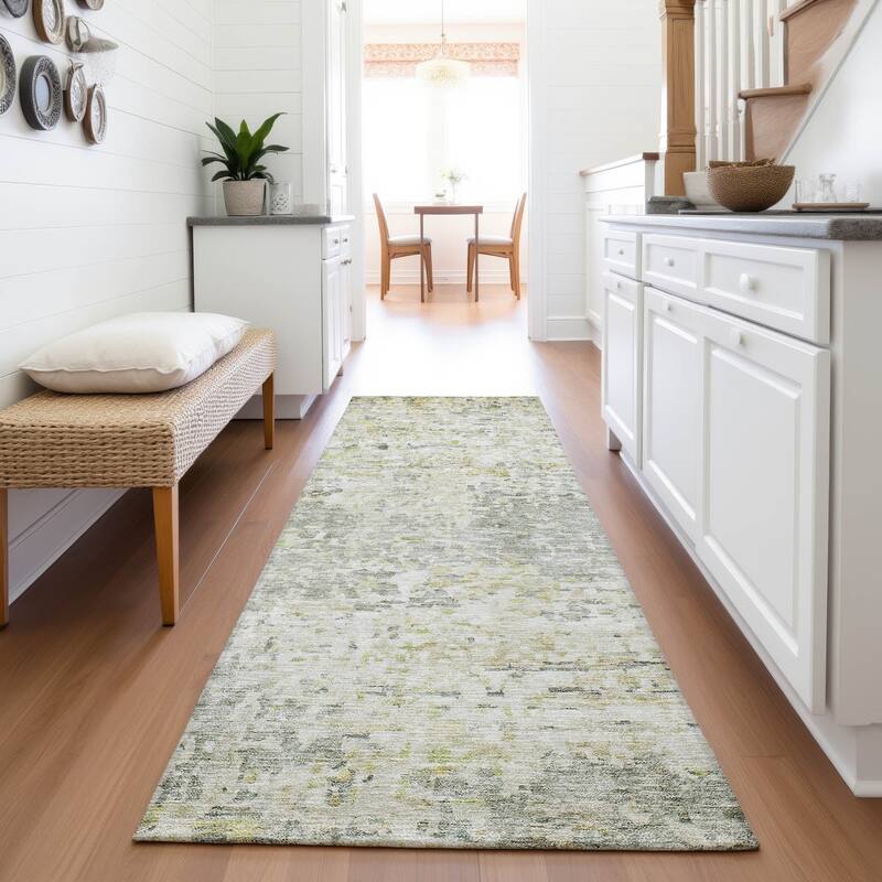 Premium Washable Super Soft Abstract Pixels Mayfield Rug - Sage - 2'3" x 7'6"
