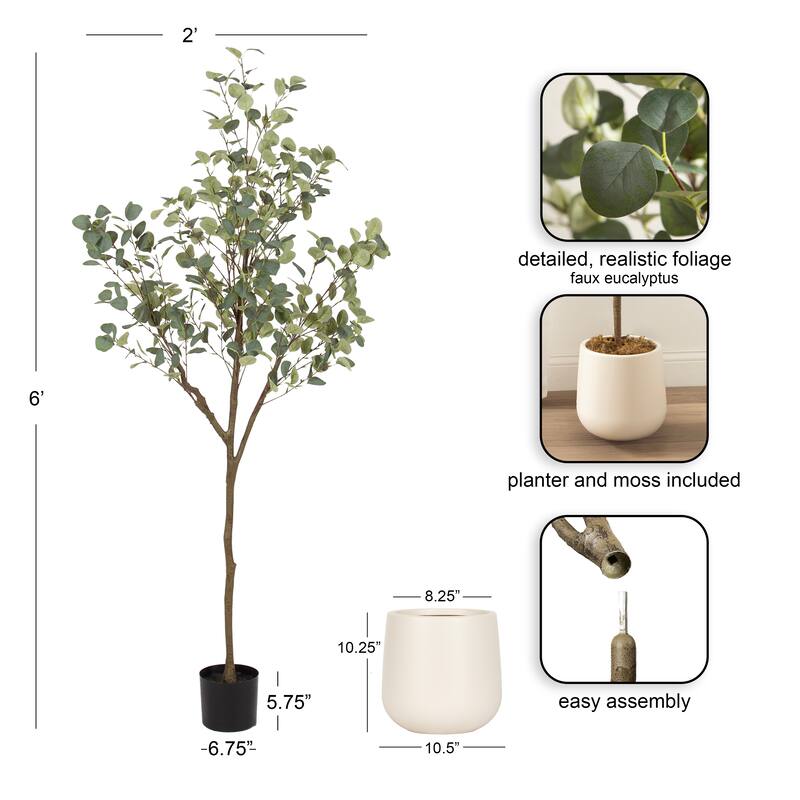 Kate and Laurel Eudora Faux Eucalyptus Tree