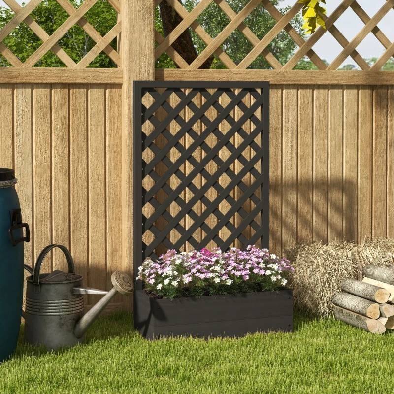 Wood-Plastic Raised Garden Planter Box with Lattice Trellis - 29.5" L x 13.25" W x 53.25" H