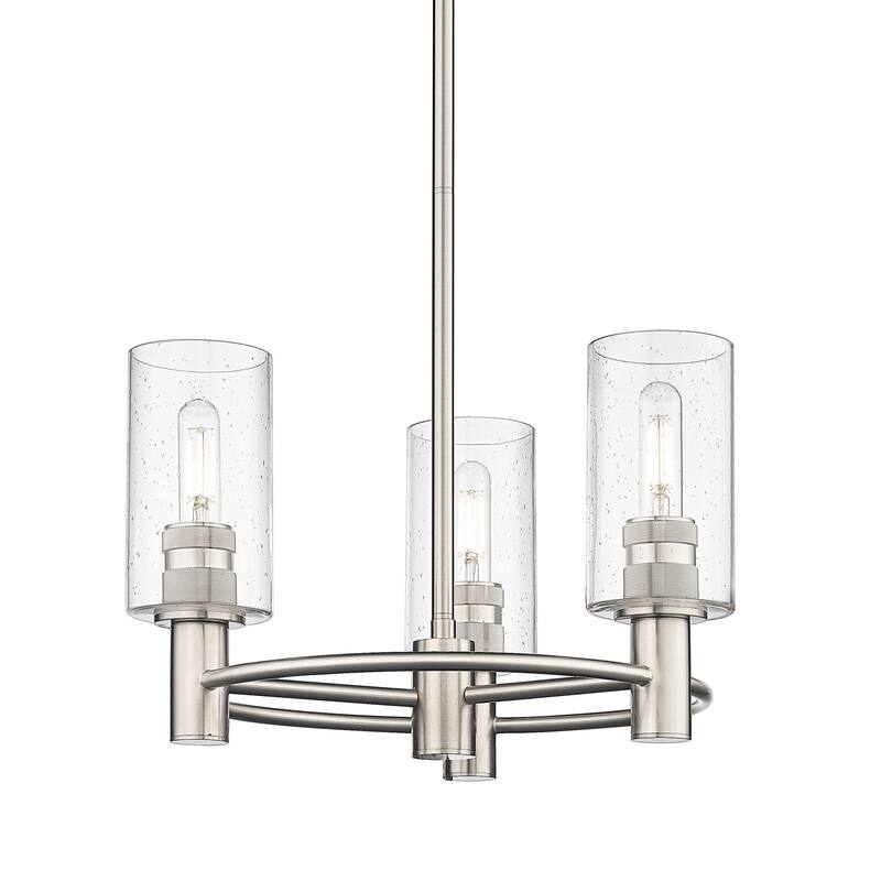 Innovations Lighting 434-3CR-10-18 Crown Point Pendant Crown Point 3 - Satin Nickel / Seedy