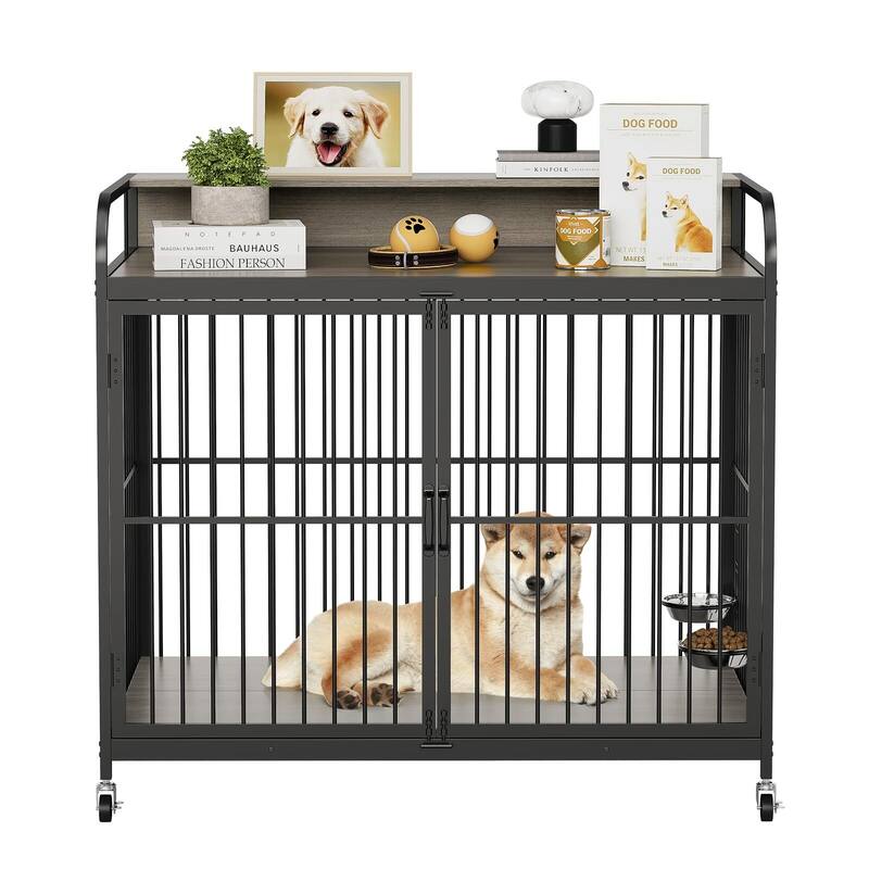Large Wooden Dog Crate Furniture End Table Heavy Duty Dog Kennel Indoor