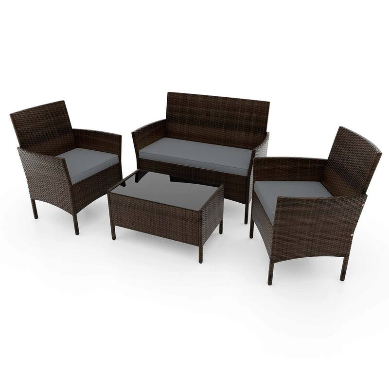 Costway 8 PCS Patio Furniture Set with Washable Cushions and Tempered - See Details