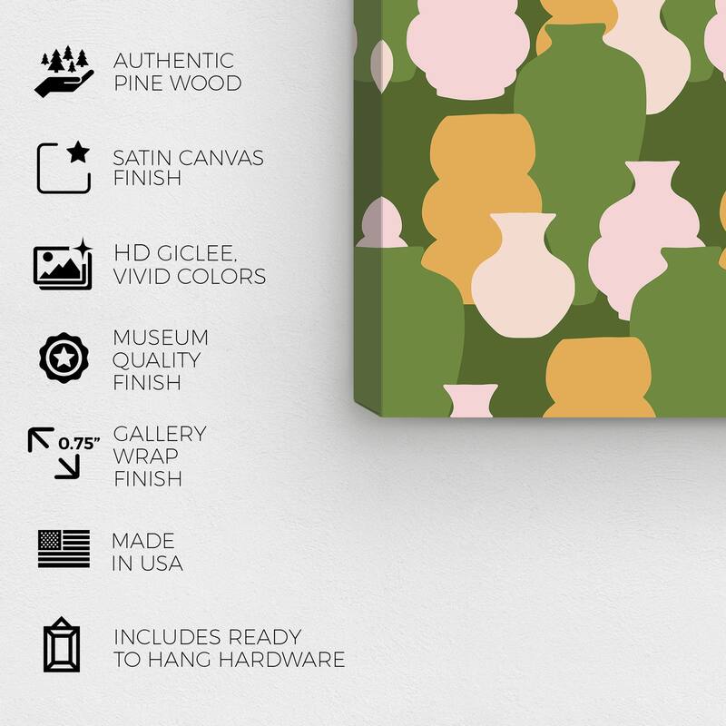 Wynwood Studio Canvas Abstract Cantaros Pattern Green and Modern & Contemporary Wall Art Canvas Print