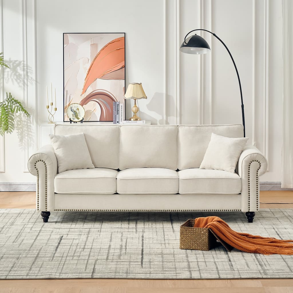 GDFStudio Fenris Velvet Three-Seater Sofa Classic Design