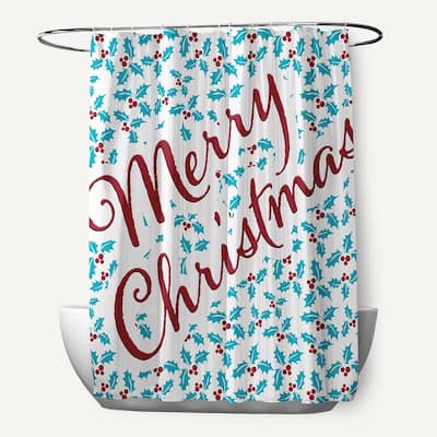 Merry Christmas with Holly Shower Curtain