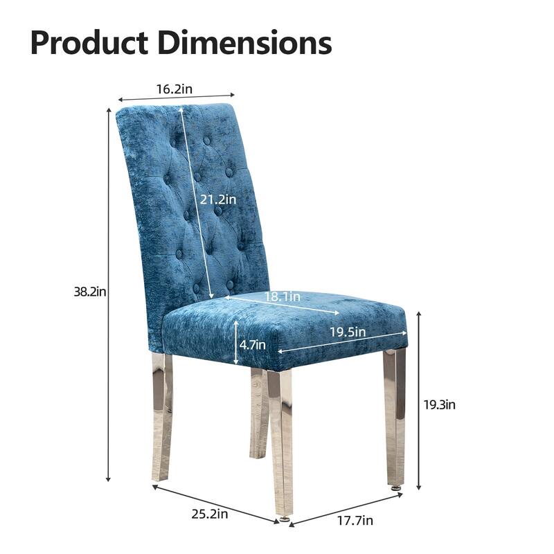 Modern Velvet Upholstery Dining Chair for Kitchen (Set of 2)