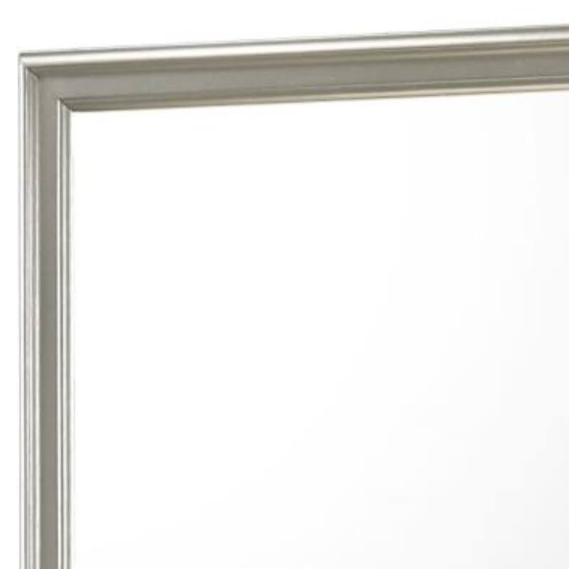 Rectangular Molded Wooden Frame Dresser Top Mirror, Antique Silver