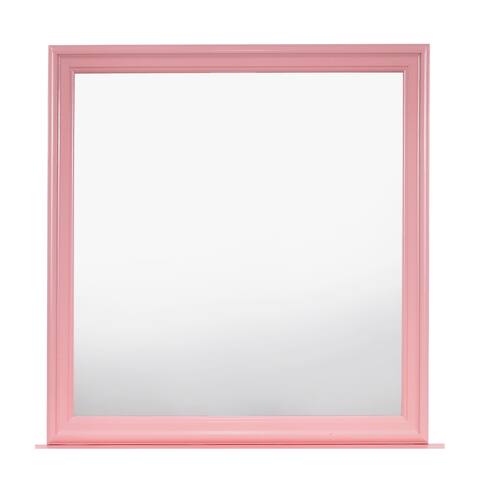 Offex 38 in. x 38 in. Classic Square Wood Framed Dresser Mirror - Pink - 1"L x 38"W x 38"H