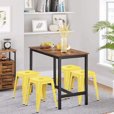 Backless Industrial Metal Bar Stool Kitchen Stackable Kids Stools Short Stools Metal Dining Chairs Set of 4 - 18inch