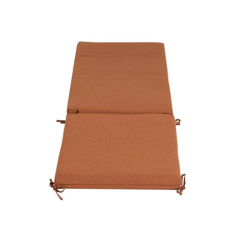 Anmytek Water Resistant Outdoor Chaise Lounge Cushion Terracotta Two Section with Tie Fasteners for Patio Poolside Garden