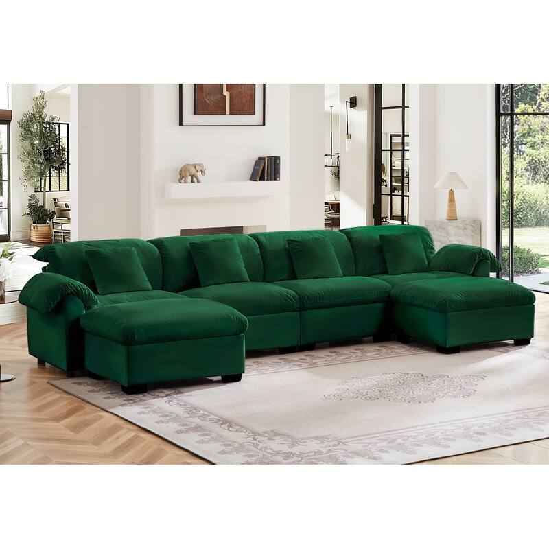 Velvet Fabric Modular Cloud Couch with Storage Seat,Free Combination