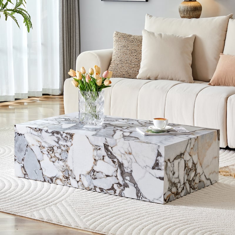 Wood Grain MDF Coffee Table - Luxurious Design, Perfect Living Room Accent.Fashion texture design coffee table - White