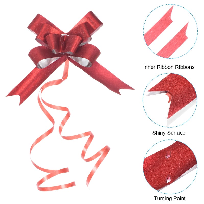 40Pcs 2" Pull Bows Present Wrapping String Bows Decorative Bow Tie Red