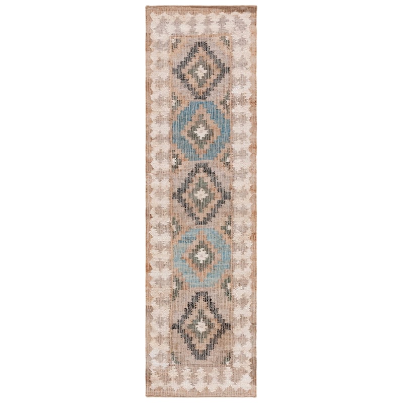 SAFAVIEH Flatweave Kilim Devon Jute Rug - 2'3" x 9' Runner - Blue/Ivory