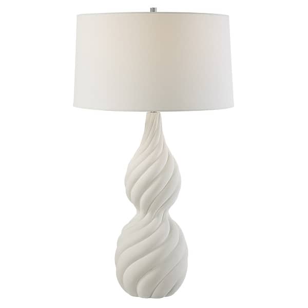slide 2 of 7, Uttermost Twisted Swirl White Table Lamp - 32"H,   Shade 10"H x 18"Dia.