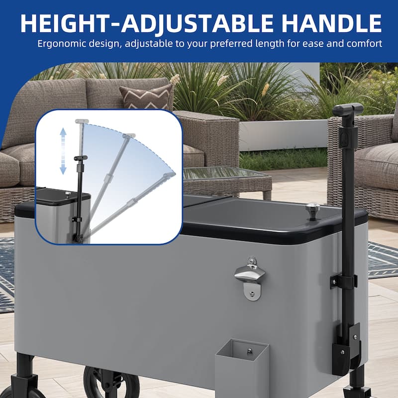 80 Quart Wagon Rolling Ice Chest - N/A