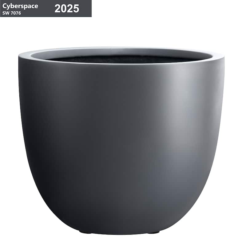 DreamPatio Long Beach Fiberstone Egg Planter for Indoor/Outdoor - 18x18x15 - Charcoal