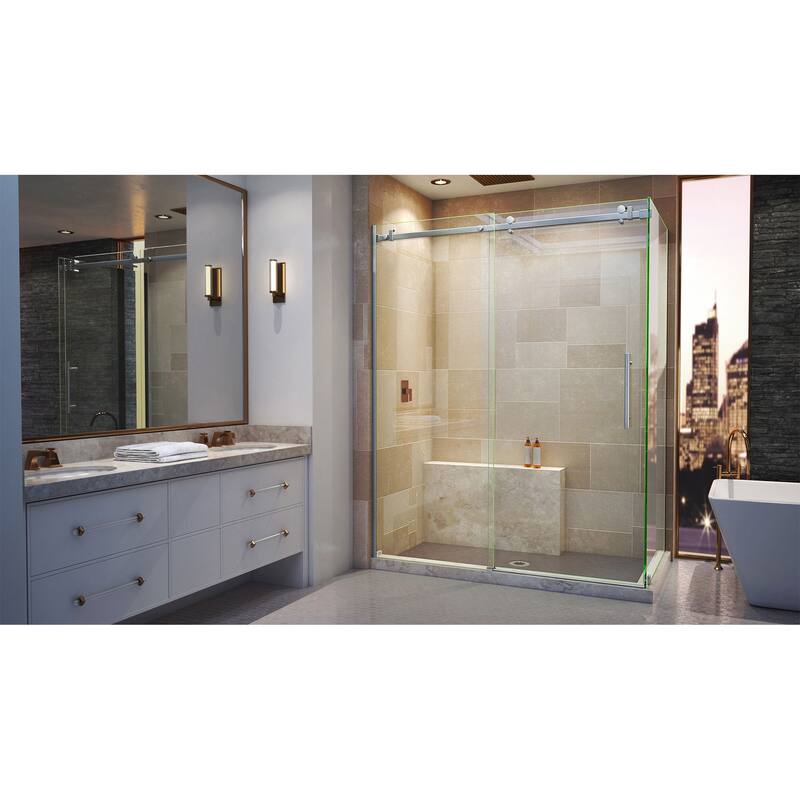 DreamLine Enigma Air 34 3/4 in. D x 60 3/8 in. W x 76 in. H Frameless Sliding Shower Enclosure - 34.75" x 56.38" - 60.38"