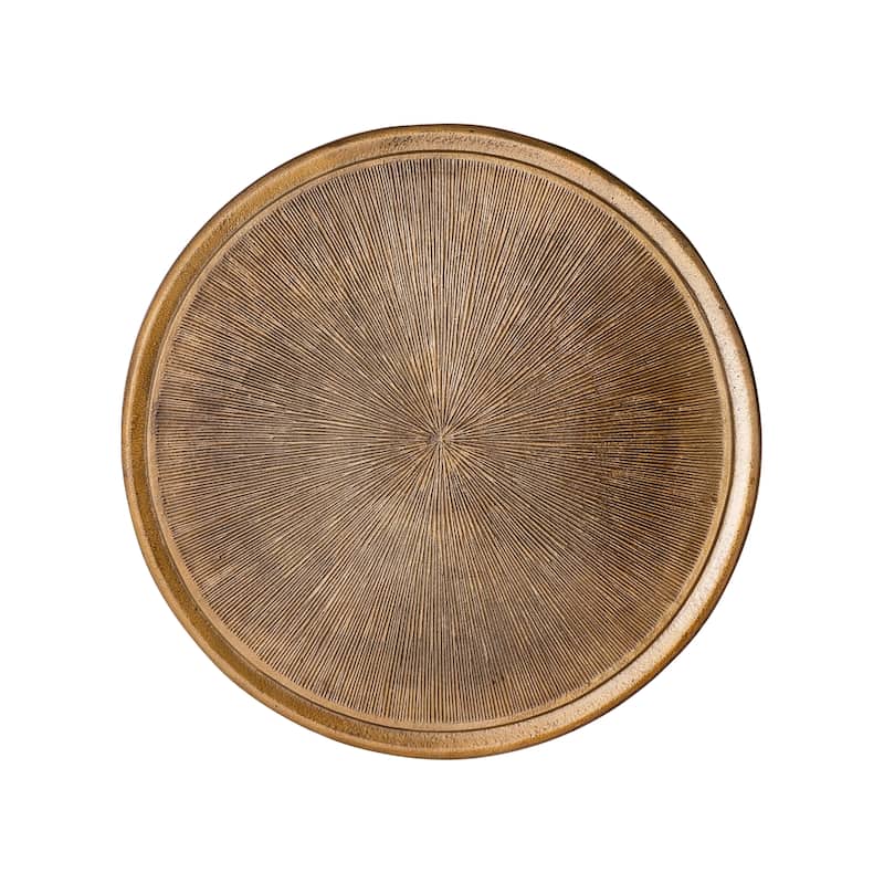 Pasargad Home Delos Iron Antique Brass Finish Round Side Table - 25"H x 20" Top