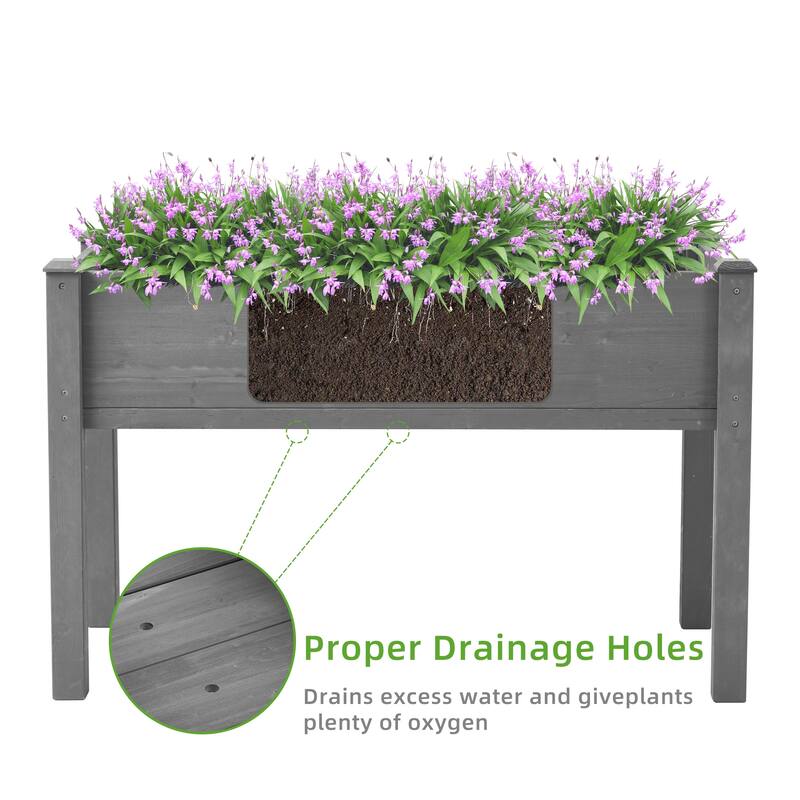 Raised Garden Bed with Legs, Elevated Wooden Planter Box, Gray