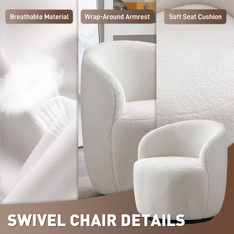 Ouyessir Swivel Barrel Chair Upholstered Armchair (Set of 1)