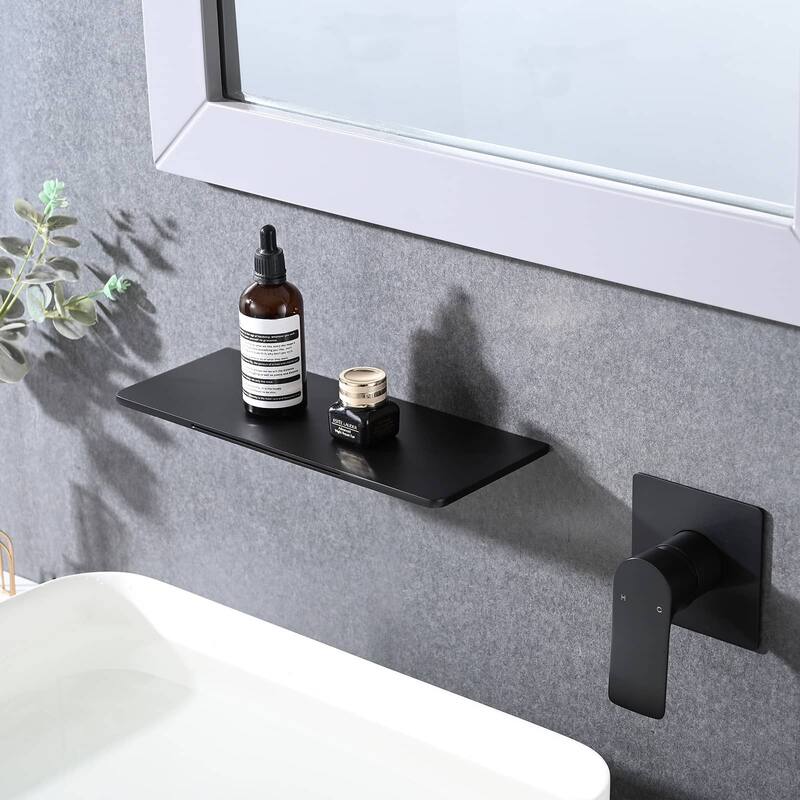 Waterfall Wall Mounted Bathroom Sink Faucet Single Handle Bathroom Faucet 2 Holes Modern Basin Vanity Taps With Valve