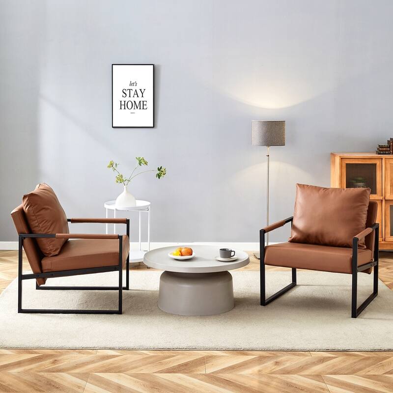 Classic PU Leather and Metal Frame Chair