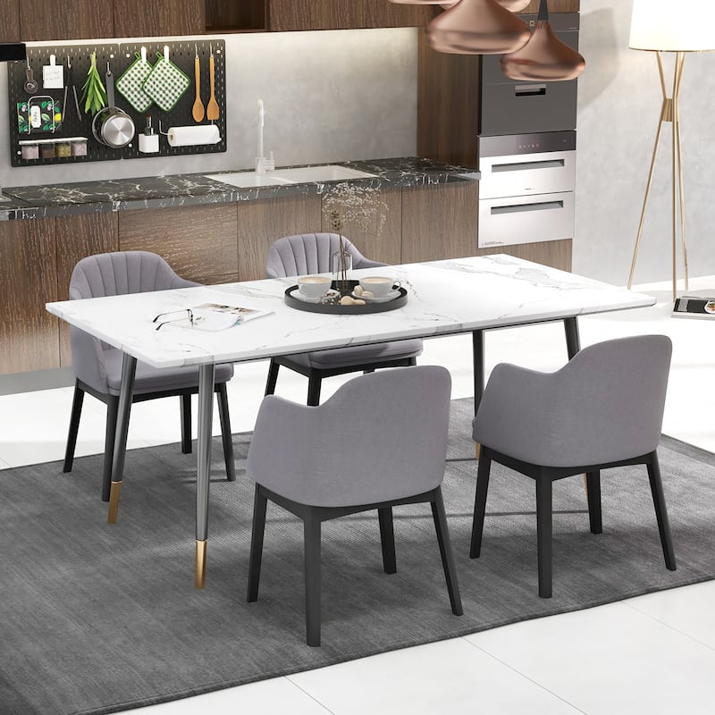 Gymax 4PCS Modern Dining Chairs Upholstered Velvet Accent Chairs w/